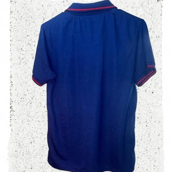 Men's Polo Shirt - Blue with Red Trim - Picture 4 of 4